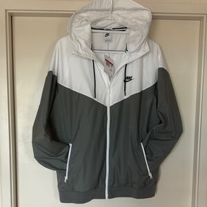 Nike White and Gray Windbreaker Jacket
